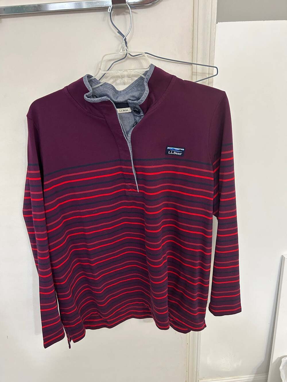 L.L.Bean Dark Purple Rugby / Mountain Classic Striped Henley Shirt size 2X